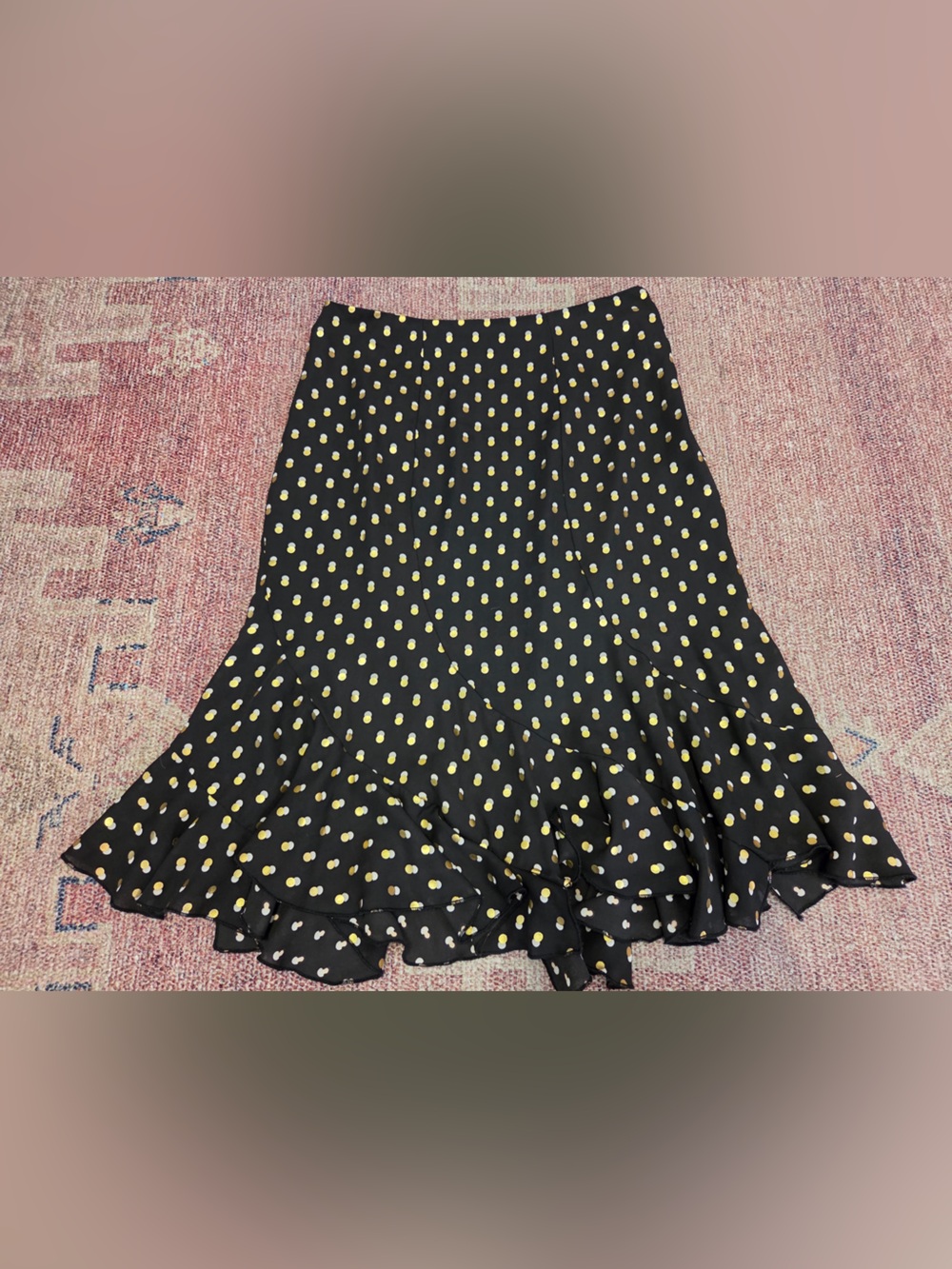 Who what wear gold polka dot midi skirt A line fit and flare size 6